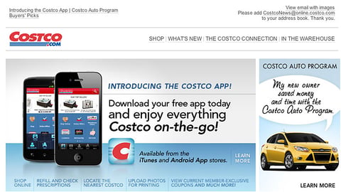 Costco Mobile App Email Ad