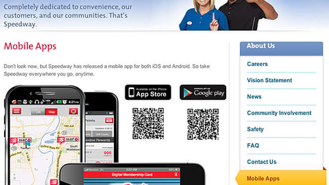 Speedway Mobile App Page