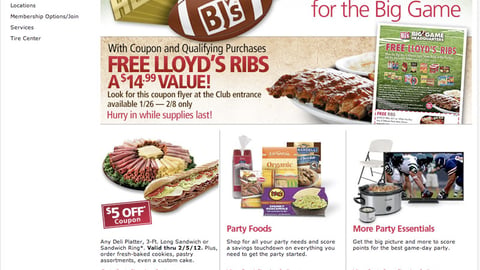 BJ's 'Big Game Headquarters' Landing Page