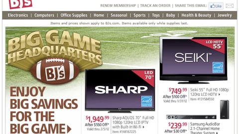 BJ's 'Big Savings' Email