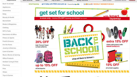Kmart 'Back to School' Home Page