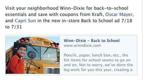 Winn-Dixie Back-to-School Facebook Update