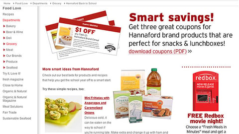 Hannaford Back to School Webpage