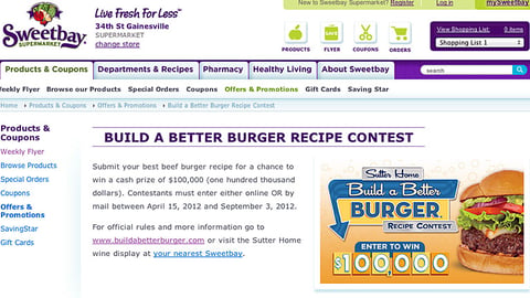 Sweetbay 'Build a Better Burger' Promotional Page