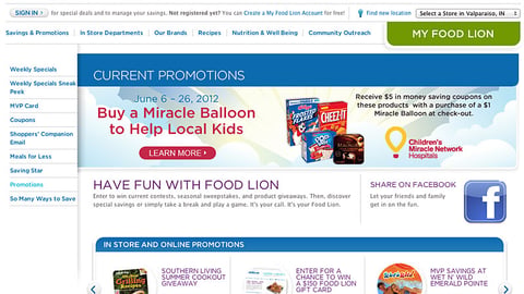 Food Lion 'Miracle Balloon' Promotional Page
