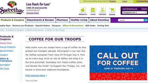 Sweetbay 'Call Out for Coffee' Webpage