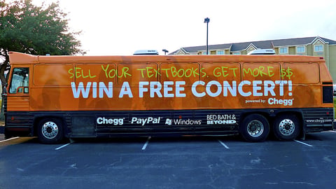 'Chegg BuyBack Tour' Bus