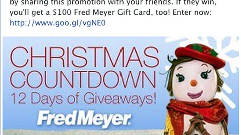 Fred Meyer 'Christmas Countdown' Facebook Update