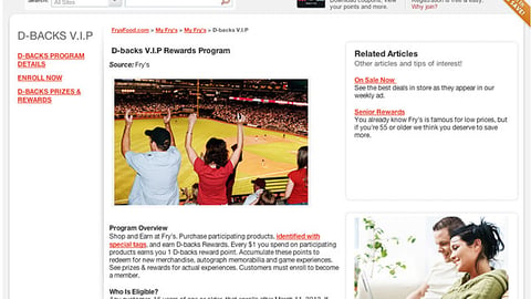 Fry's 'D-Backs Rewards' Promotional Page