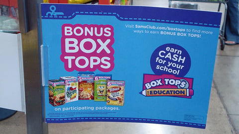Sam's Club 'Bonus Box Tops' Sampling Cart Sign