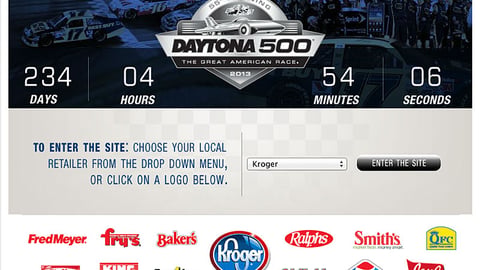 Kroger 'Daytona 500' Splash Page