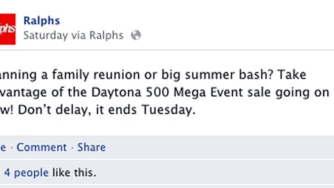 Ralphs 'Daytona 500' Facebook Update