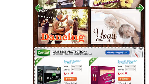 Depend Walmart.com 'Try-On' Page