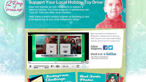 'Ellen' Walgreens 'Holiday Toy Drive' Landing Page