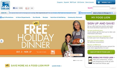 Food Lion 'Free Holiday Dinner' Carousel Ad
