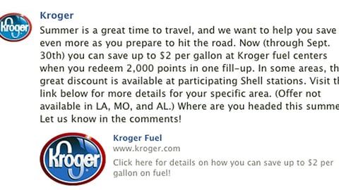 Kroger 'Hot Savings' Facebook Update