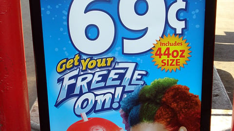 Speedway 'Get Your Freeze On' Stanchion Sign