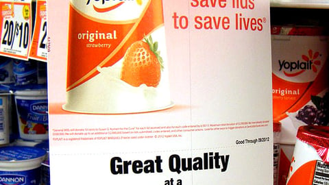 Yoplait 'Save Lids to Save Lives' Shelf Talker