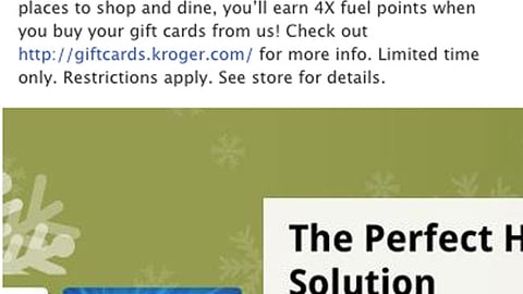 Kroger '4X Fuel Points' Facebook Update