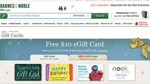 Barnes & Noble 'eGift Card' Offer Page