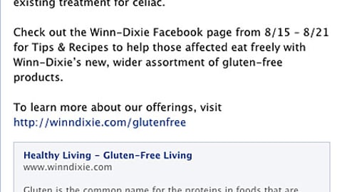 Winn-Dixie 'Gluten-Free' Facebook Update