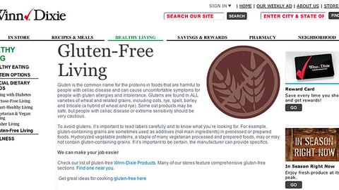 Winn-Dixie 'Gluten-Free' Landing Page