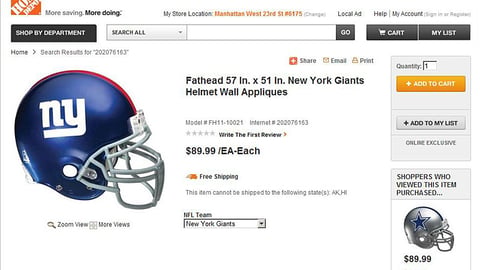 Home Depot Fathead Giants Product Page