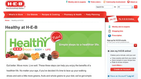 'Healthy at H-E-B' Landing Page
