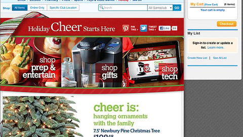 Sam's Club 'Holiday Cheer Starts Here' Landing Page