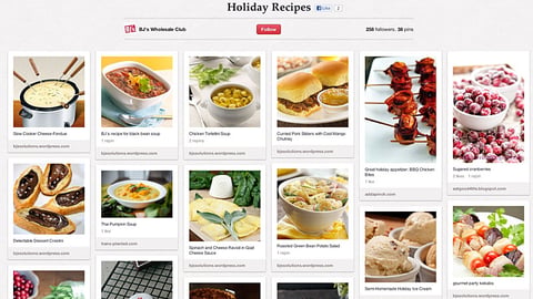 BJ's 'Holiday Recipes' Pinterest Board