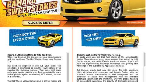 Mattel Kroger 'Hot Wheels for Real' Home Page