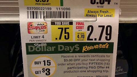 ShopRite 'Dollar Days' Price Label