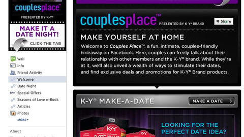 K-Y 'Couples Place' Facebook Page