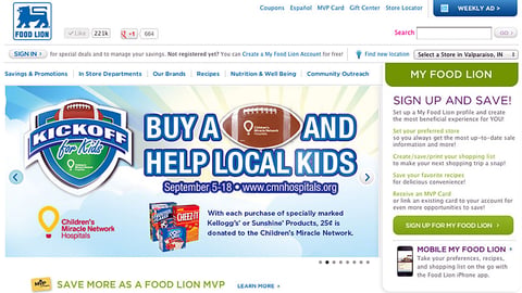 Food Lion 'Kickoff for Kids' Carousel Ad
