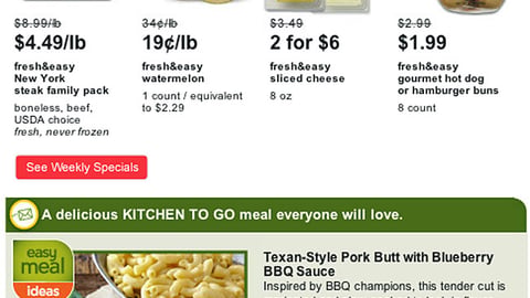 Fresh & Easy 'Kitchen to Go' Email Feature