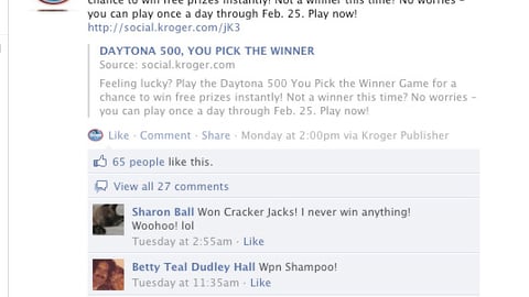 Kroger 'You Pick the Winner' Facebook Post