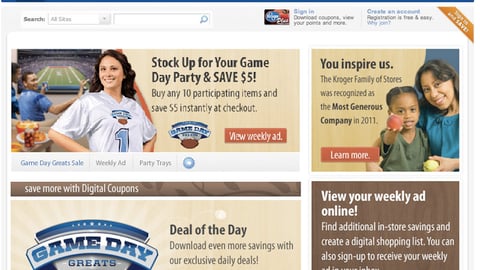 Kroger 'Game Day Greats' Home Page Ads