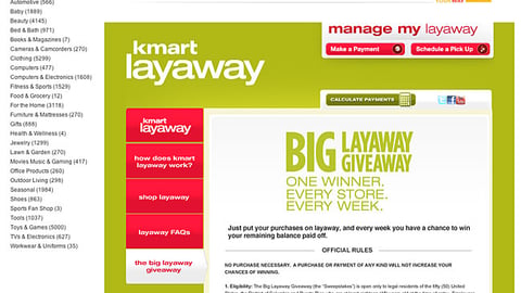 Kmart 'Big Layaway Giveaway' Rules Page