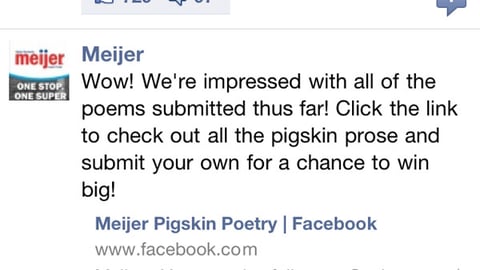 Meijer 'Pigskin Poetry' Facebook Post