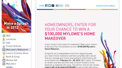 Lowe's 'MyLowes Home Makeover' Facebook Page