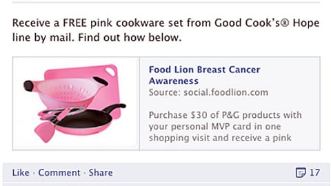 Food Lion P&G 'Pink Cookware' Facebook Update
