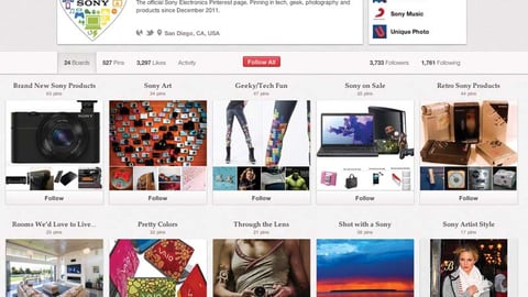 Sony Electronics Pinterest Page