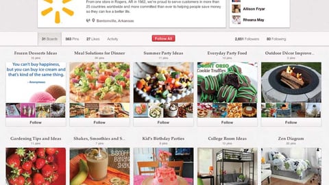 Walmart Pinterest Page