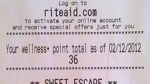 Rite Aid 'Sweet Escape' Receipt