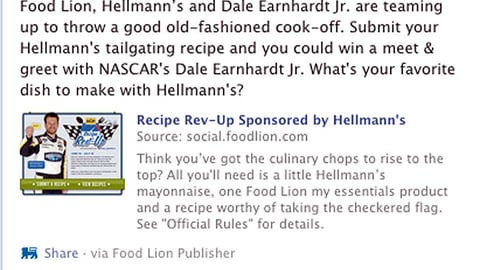 Food Lion 'Recipe Rev-Up' Facebook Update