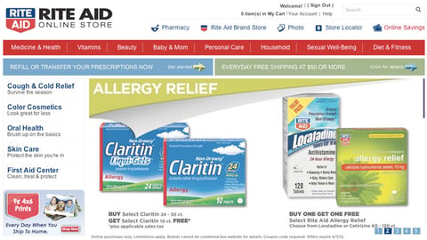 Rite Aid 'Allergy Relief' Page