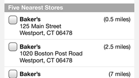 SmartSource Xpress 'My Stores' Page