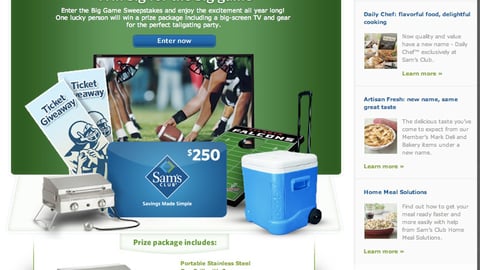 Sam's Club 'Big Game Sweepstakes' Landing Page