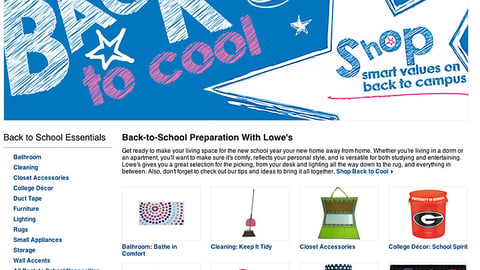Lowe's 'Back to Cool' Landing Page