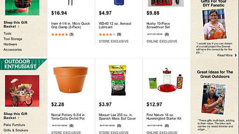 Home Depot Gift Center Landing Page